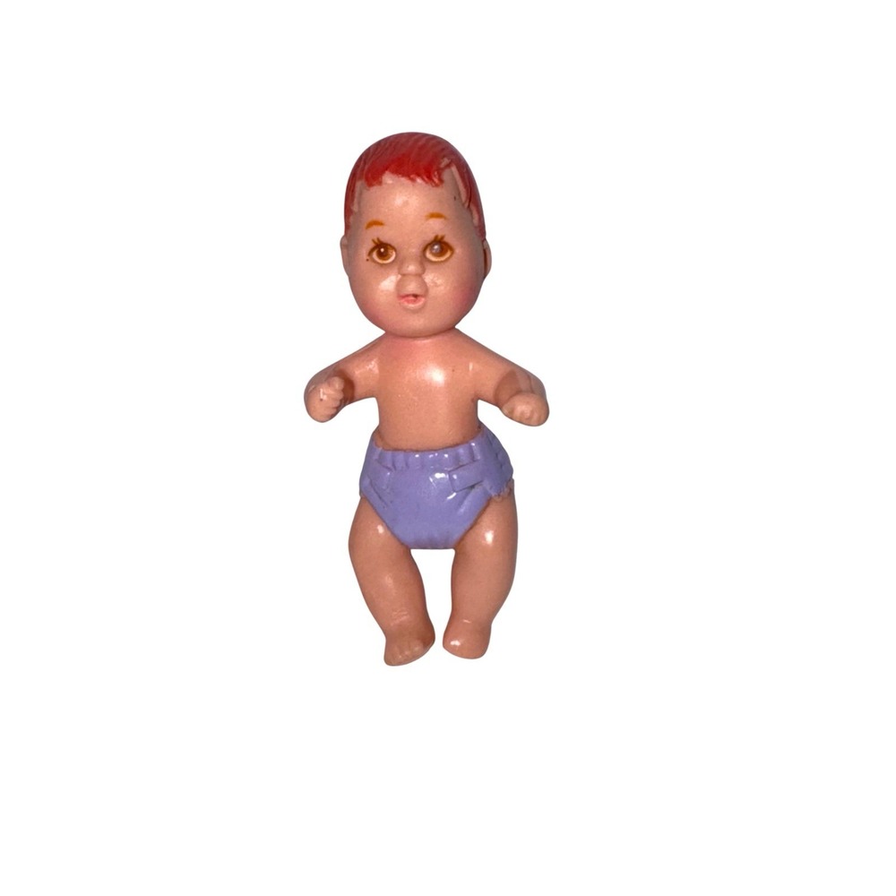 1990s Barbie‎ Baby Krissy Doll Baby Figure Red Hair Purple Diaper Heart Family